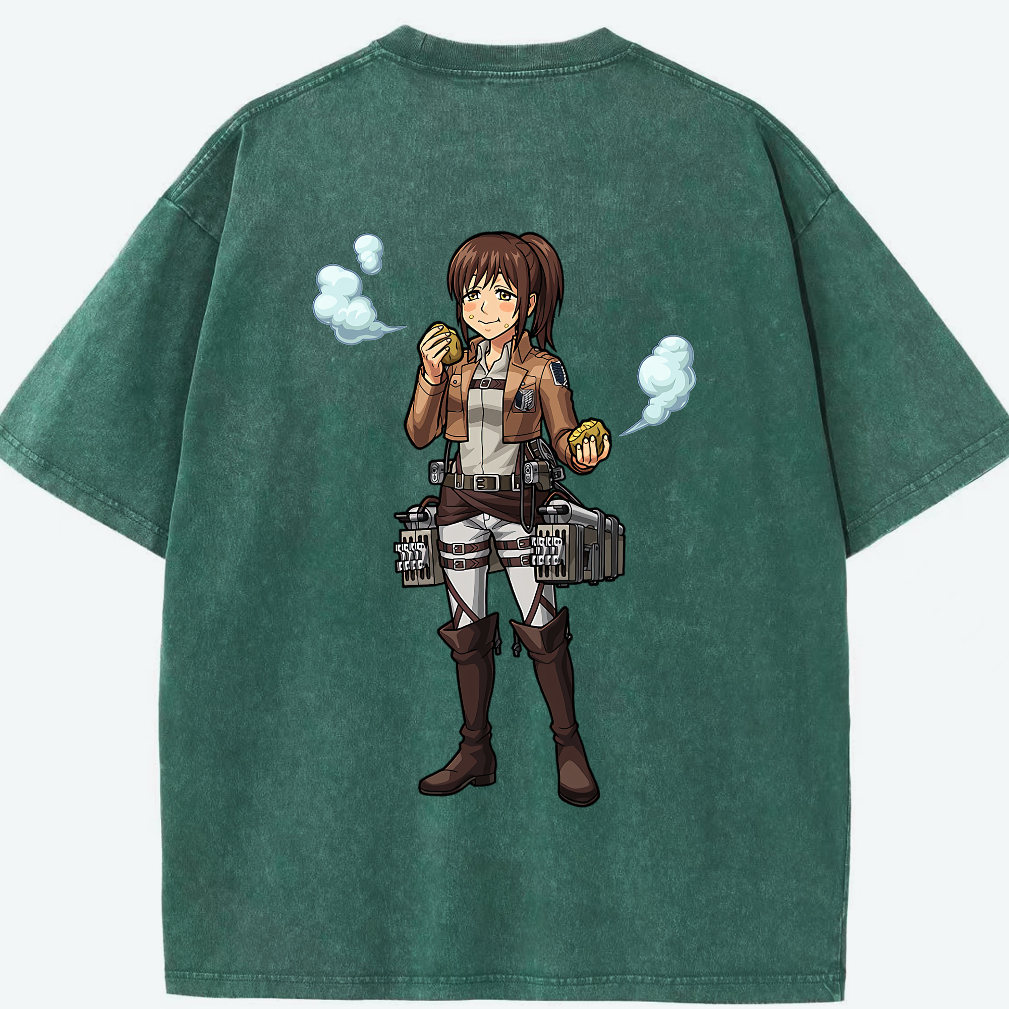 （画像用） 進撃の巨人 サシャ·ブラウス Attack on Titan Sasha Blaus 綿100% ヴィンテージ風 半袖Tシャツ（背面プリント）